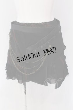 画像1: Ozz Croce / チェーン付レイヤードスカート  レッド×ブラック O-25-04-15-042-OO-SK-IG-OS