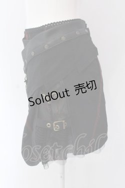 画像2: Ozz Croce / チェーン付レイヤードスカート  レッド×ブラック O-25-04-15-042-OO-SK-IG-OS
