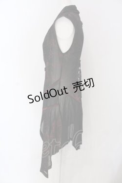 画像2: Ozz Croce / ネットプリントジレ  ブラック×レッド O-25-04-15-043-OO-TO-IG-OS