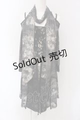 Ozz Croce / ストール付きレースアップオフショルワンピース  グレー×ブラック O-25-04-15-045-OO-OP-IG-OS