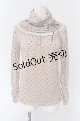 axes femme / はしごリボンドットハイネックカットソー  ピンクベージュ O-25-04-15-047-AX-TO-IG-OS