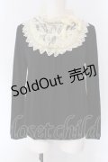 axes femme / レースヨークカットソー  クロ×アイボリー O-25-04-15-048-AX-TO-IG-OS