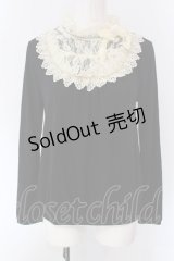 axes femme / レースヨークカットソー  クロ×アイボリー O-25-04-15-048-AX-TO-IG-OS