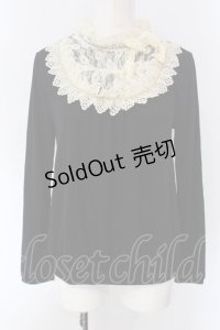 axes femme / レースヨークカットソー  クロ×アイボリー O-25-04-15-048-AX-TO-IG-OS