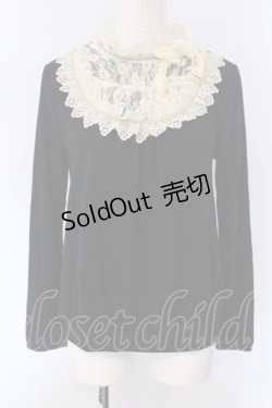 画像1: axes femme / レースヨークカットソー  クロ×アイボリー O-25-04-15-048-AX-TO-IG-OS