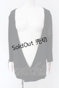 gouk / プリントカシュクールカーディガン  ブラック O-25-04-15-005-GO-TO-IG-OS