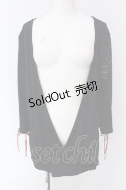 画像1: gouk / プリントカシュクールカーディガン  ブラック O-25-04-15-005-GO-TO-IG-OS
