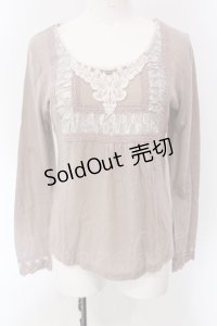 axes femme / スクエアレース配色カットソー  ベージュ系 O-25-04-15-051-AX-TO-IG-OS