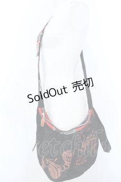 画像1: kikou / 鞠プリントショルダーバッグ  ブラック×レッド O-25-04-15-1004-GO-BG-IG-OS