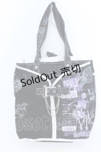 h.NAOTO / オリジナルプリントトートバッグ  ブラック×ホワイト O-25-04-15-1005-HN-BG-IG-OS