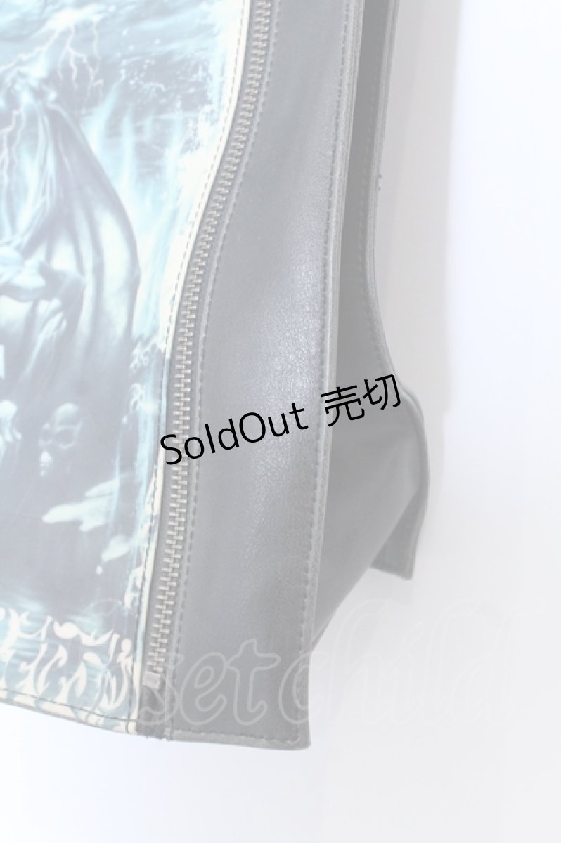 画像4: Jean Paul GAULTIER / サタントートバック  ブラック×アイボリー×グリーン O-25-04-15-1007-GO-BG-IG-OS (4)