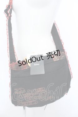 画像4: kikou / レースアップショルダーバッグ  ブラック×レッド O-25-04-15-1001-GO-BG-IG-OS