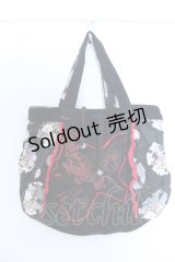 kikou / 和柄コーデュロイ切り替えトートバッグ  ブラック O-25-04-15-1002-GO-BG-IG-OS