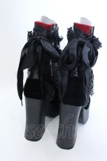 画像6: 【SALE】Demonia / ベロア切り替え厚底ブーツ つま先〜かかと（横向きにして測定）約28ｃｍ ブラック×レッド O-25-04-15-1014-PU-SH-OW-ZTK006 (6)