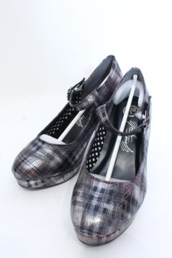 画像1: YOSUKE / チャンキーヒールパンプス L ラメチェック O-25-04-15-1017-PU-SH-IG-OS