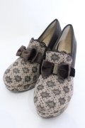 axes femme / レースベロアリボンパンプス L ブラウン O-25-04-15-1018-AX-SH-IG-OS