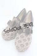 axes femme / レースベロアリボンパンプス L ブラウン O-25-04-15-1018-AX-SH-IG-ZT-K003