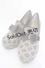 axes femme / レースベロアリボンパンプス L ブラウン O-25-04-15-1018-AX-SH-IG-ZT-K003