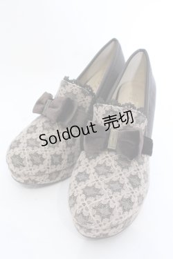 画像1: axes femme / レースベロアリボンパンプス L ブラウン O-25-04-15-1018-AX-SH-IG-ZT-K003