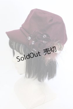 画像1: axes femme / コサージュつきハット  ワイン O-25-04-15-1019-AX-AC-OW-OS