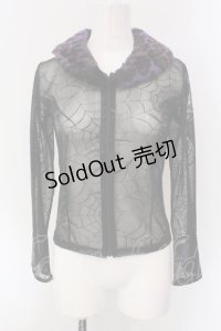 Qutie Frash / レオパードティペットネットジオップカーディガン【旧タグ】  ブラック×パープル O-25-04-15-057-QU-TO-IG-OS