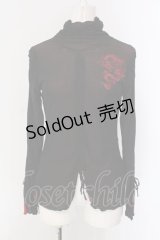 Ozz On / 龍刺繍ネットギャザーカットソー  ブラック×レッド O-25-04-15-006-OO-TO-IG-OS