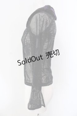 画像2: Qutie Frash / レオパードティペットネットジオップカーディガン【旧タグ】  ブラック×パープル O-25-04-15-057-QU-TO-IG-OS