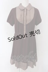 axes femme / ブローチ付きブラウス風ワンピース M ワイン O-25-04-15-060-AX-OP-IG-OS