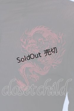 画像2: Ozz On / 龍刺繍ネットギャザーカットソー  ブラック×レッド O-25-04-15-006-OO-TO-IG-OS