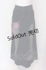 gouk / プリントデニムロングスカート  インディゴ O-25-04-15-062-GO-SK-IG-OS