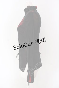 画像3: Ozz On / 龍刺繍ネットギャザーカットソー  ブラック×レッド O-25-04-15-006-OO-TO-IG-OS