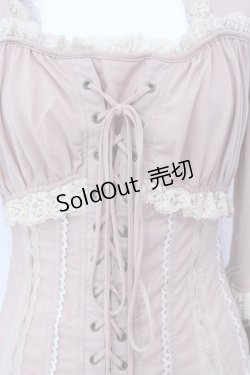 画像2: Ozz oneste / レースアップ胸元ギャザーカットソー  ピンク×アイボリー O-25-04-15-064-OO-TO-IG-OS
