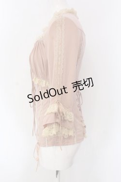 画像3: Ozz oneste / レースアップ胸元ギャザーカットソー  ピンク×アイボリー O-25-04-15-064-OO-TO-IG-OS