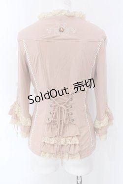 画像4: Ozz oneste / レースアップ胸元ギャザーカットソー  ピンク×アイボリー O-25-04-15-064-OO-TO-IG-OS