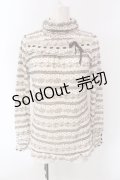 axes femme / レースプリントハイネックカットソー M アイボリー O-25-04-15-066-AX-TO-IG-OS