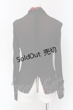 画像4: Ozz On / 龍刺繍ネットギャザーカットソー  ブラック×レッド O-25-04-15-006-OO-TO-IG-OS