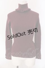axes femme / 袖口デザインリブタートルプルオーバー M ワイン O-25-04-15-067-AX-TO-IG-OS
