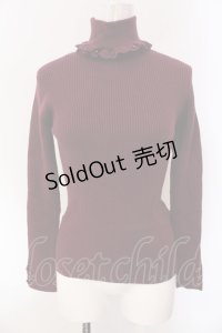 axes femme / 袖口デザインリブタートルプルオーバー M ワイン O-25-04-15-067-AX-TO-IG-OS