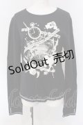 PUTUMAYO / アリスうさぎプリントカットソー  ブラック O-25-04-15-069-PT-TO-IG-OS