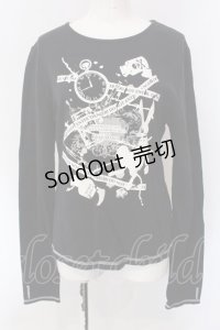 PUTUMAYO / アリスうさぎプリントカットソー  ブラック O-25-04-15-069-PT-TO-IG-OS