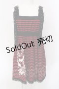 PUTUMAYO / 双子ねこボーダーワンピ  ブラック×レッド O-25-04-15-072-PT-OP-IG-OS