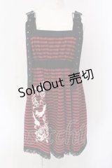 PUTUMAYO / 双子ねこボーダーワンピ  ブラック×レッド O-25-04-15-072-PT-OP-IG-OS