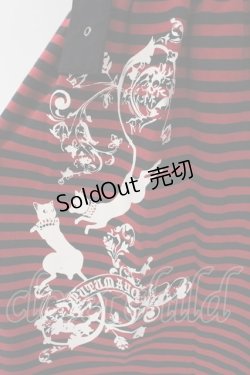 画像2: PUTUMAYO / 双子ねこボーダーワンピ  ブラック×レッド O-25-04-15-072-PT-OP-IG-OS