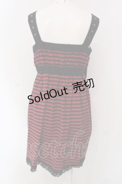 画像4: PUTUMAYO / 双子ねこボーダーワンピ  ブラック×レッド O-25-04-15-072-PT-OP-IG-OS