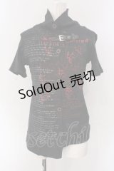 h.ANARCHY / 蜘蛛の巣プリント半袖ハイネックトップス  ブラック×レッド O-25-04-15-073-HN-TO-IG-OS