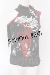 h.ANARCHY / ワンスリーブレースアップトップス  ブラック×レッド O-25-04-15-074-HN-TO-IG-OS