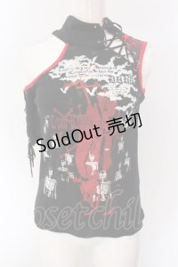 h.ANARCHY / ワンスリーブレースアップトップス  ブラック×レッド O-25-04-15-074-HN-TO-IG-OS