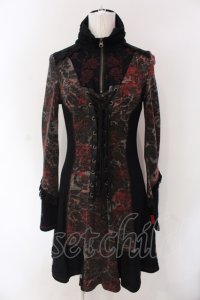 Ozz Croce / 薔薇刺繍ニットワンピース  ブラック×レッド O-25-04-15-075-OO-OP-IG-ZI