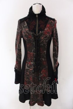 画像1: Ozz Croce / 薔薇刺繍ニットワンピース  ブラック×レッド O-25-04-15-075-OO-OP-IG-OS