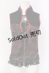 Qutie Frash / カップ入り龍プリントノースリーブトップス【旧タグ】  ブラック×レッド O-25-04-15-076-QU-TO-IG-OS